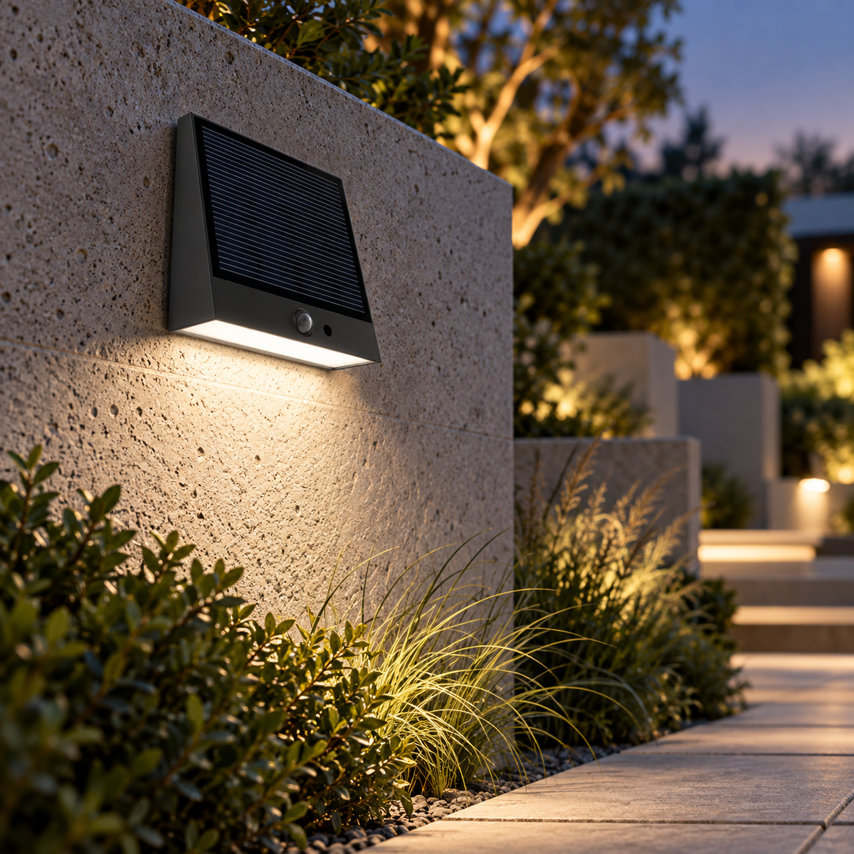 Aplique Solar LED Exterior Thin 1000lm Distribución de luz Tipo IV
