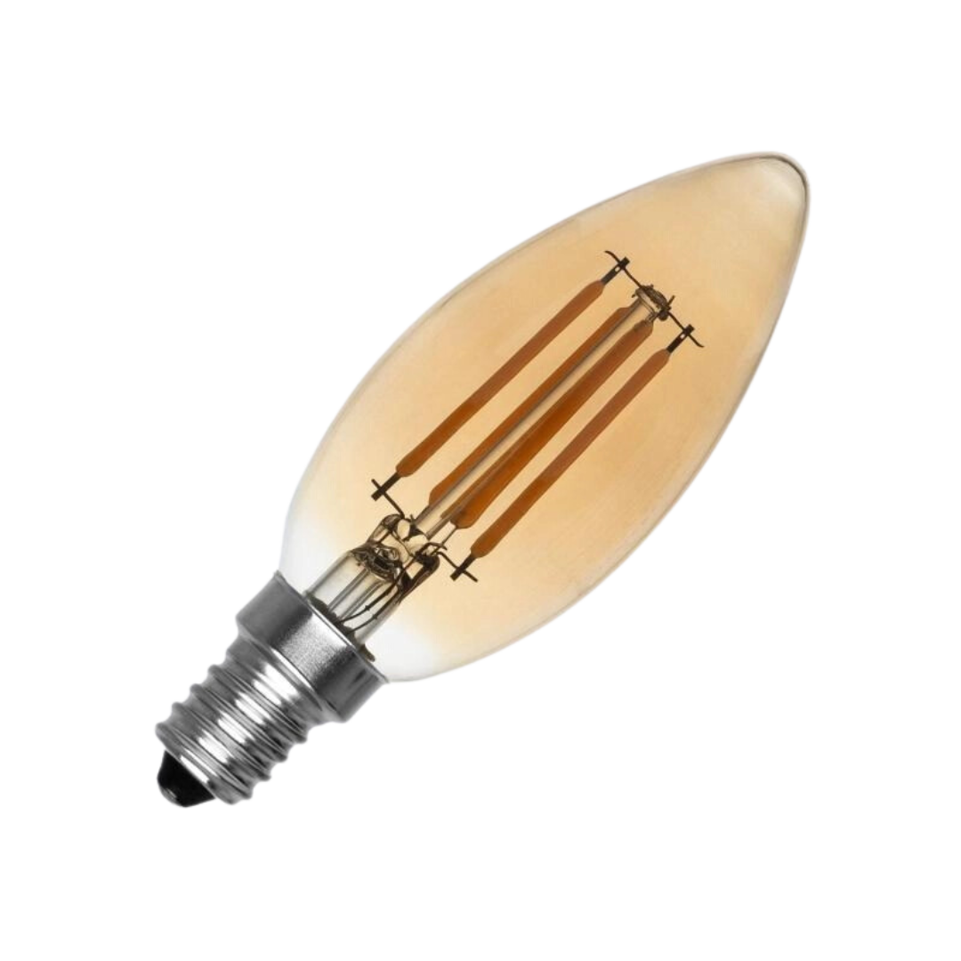 Bombilla Filamento LED E14 6W 540lm 100lm/W C35 Vela Transparente Bronze