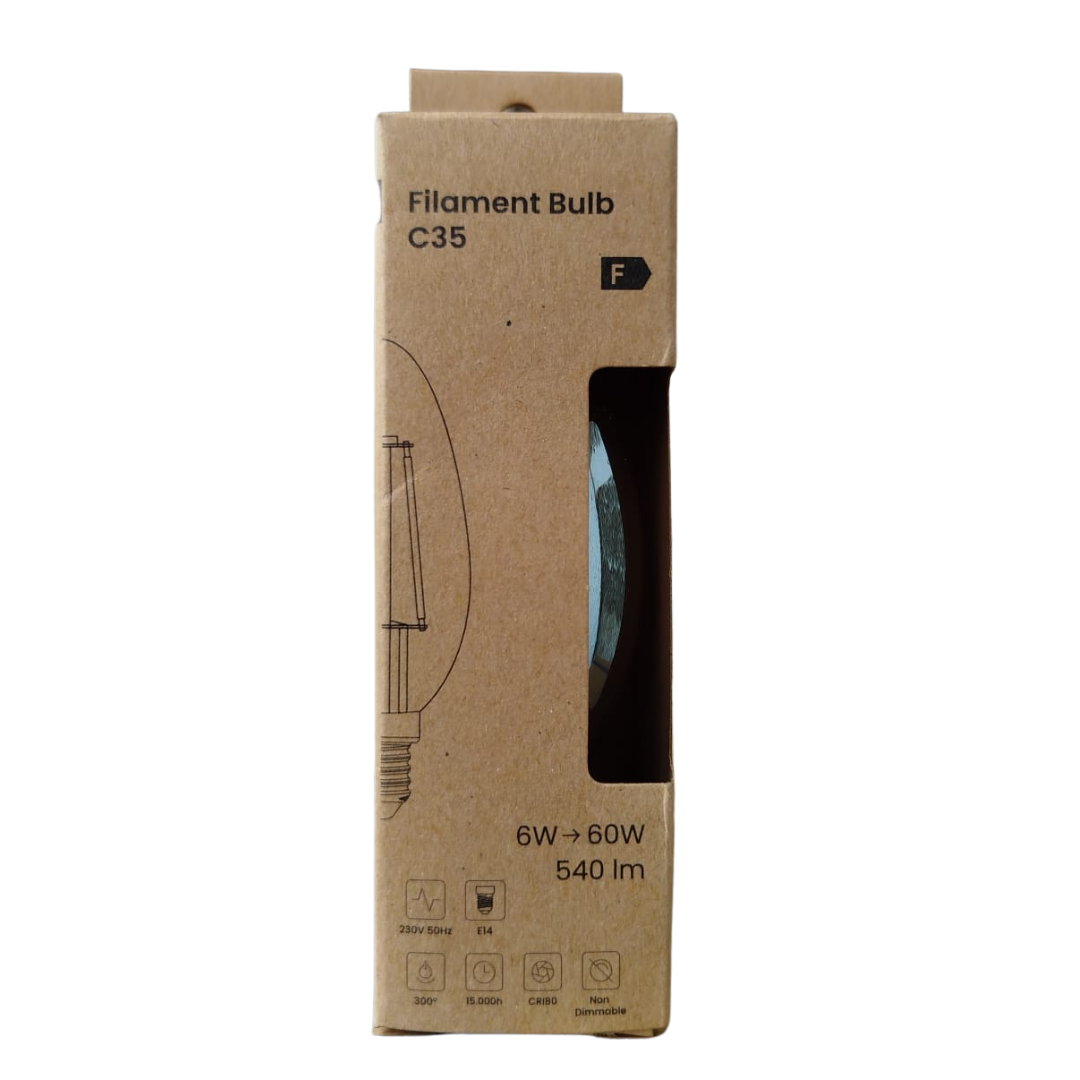 Bombilla Filamento LED E14 6W 540lm 100lm/W C35 Vela Transparente Bronze