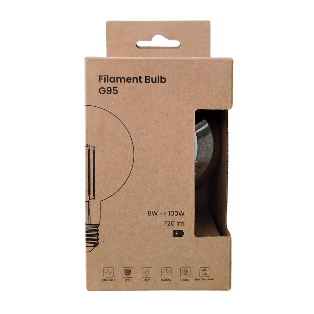 Bombilla Filamento LED E27 8W 720lm 100lm/W G95 Globo Bronze