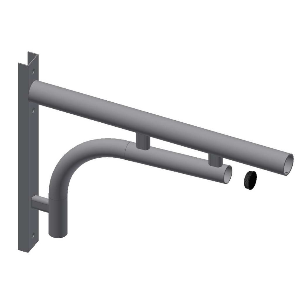 Brazo de pared para alumbrado urbano 750mm Galvanizado conexion horizontal Ø60mm