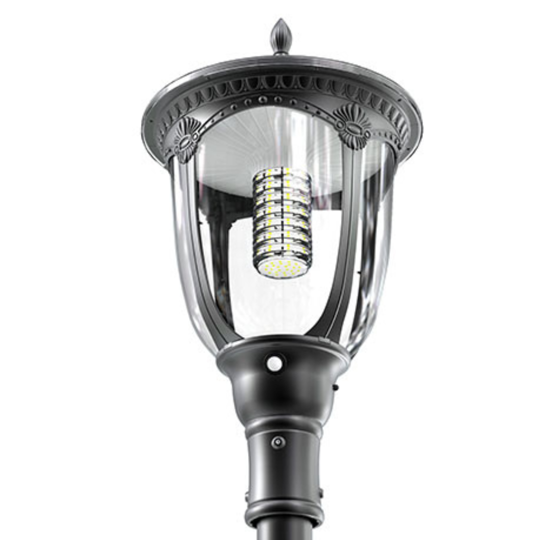 Farola Solar LED Rustica Honor 3000lm 230lm/W IP65 Negro Ø60mm Sensor PIR 2ud