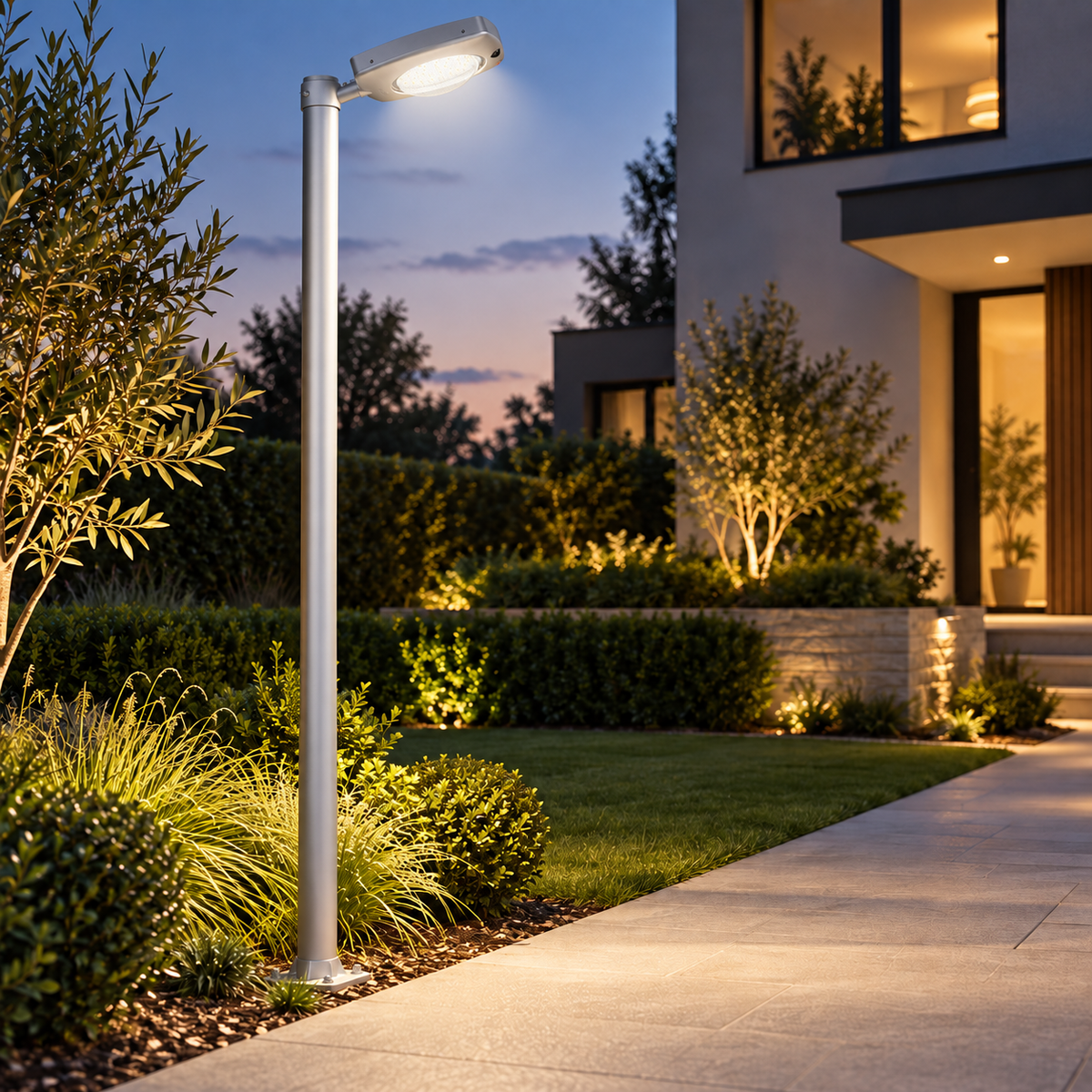 Farola Solar LED Serie Tucano 3000lm 150lm/W 4000k PIR IP65 Ø60mm