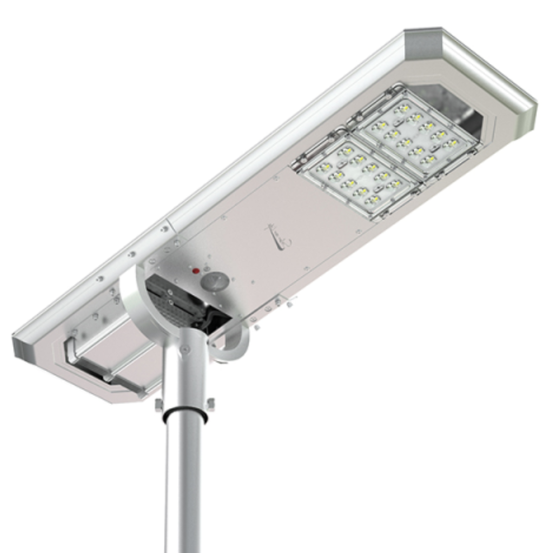Farola Solar LED Serie Street-Light 4000lm 150lm/W IP65 IK08 Gris Plata Ø60mm Sensor PIR