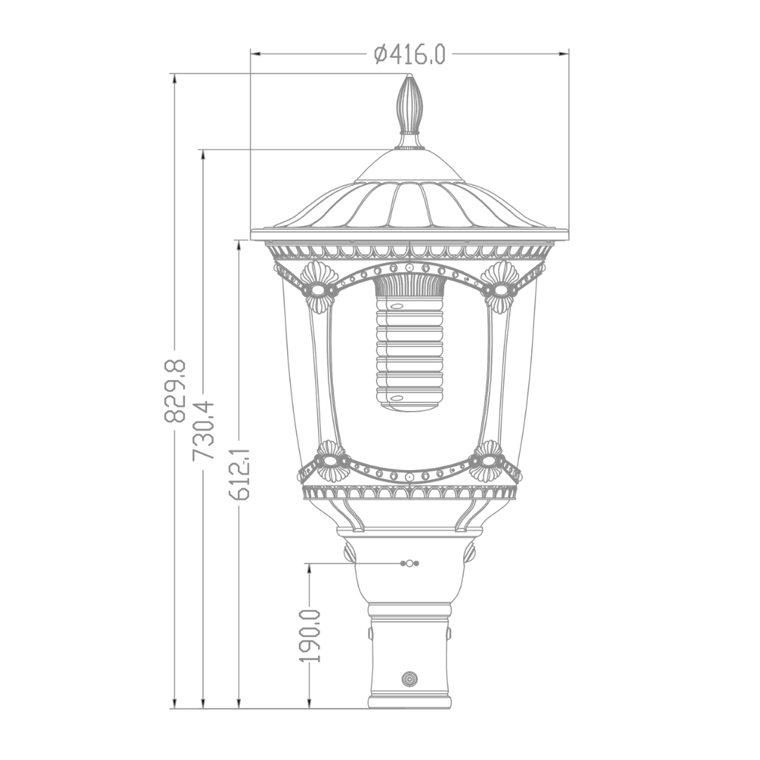 Farola Solar LED Rustica Honor 3000lm 230lm/W IP65 Negro Ø60mm PIR 2ud