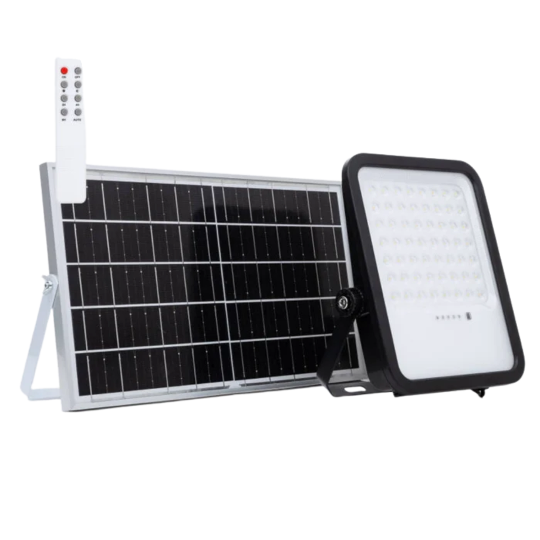 Foco Proyector LED Solar 1700lm 110lm/W IP65 Control Remoto Incluido