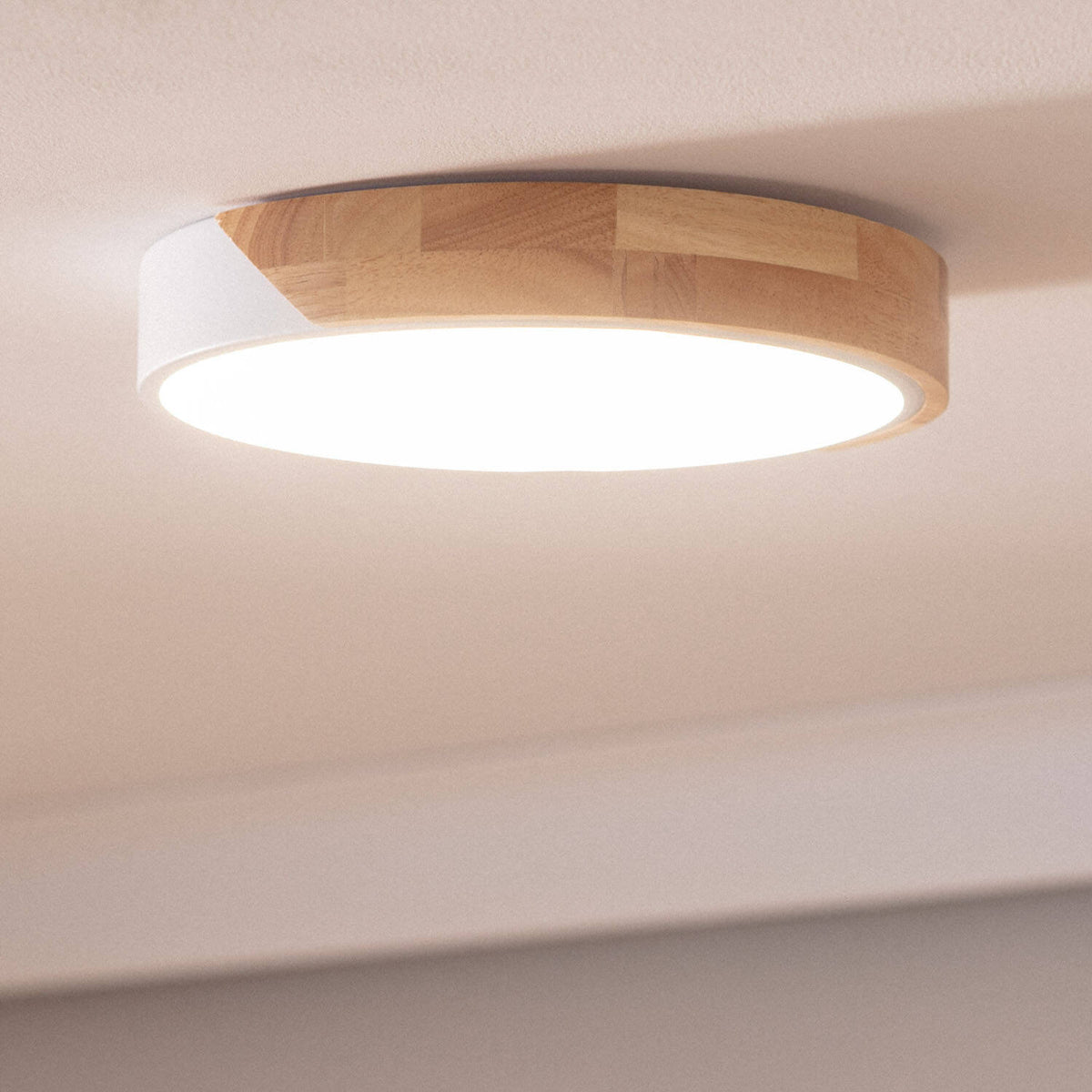 Plafón LED LIRA 18W blanco de madera y aluminio Ø320 mm CCT, imagen 5