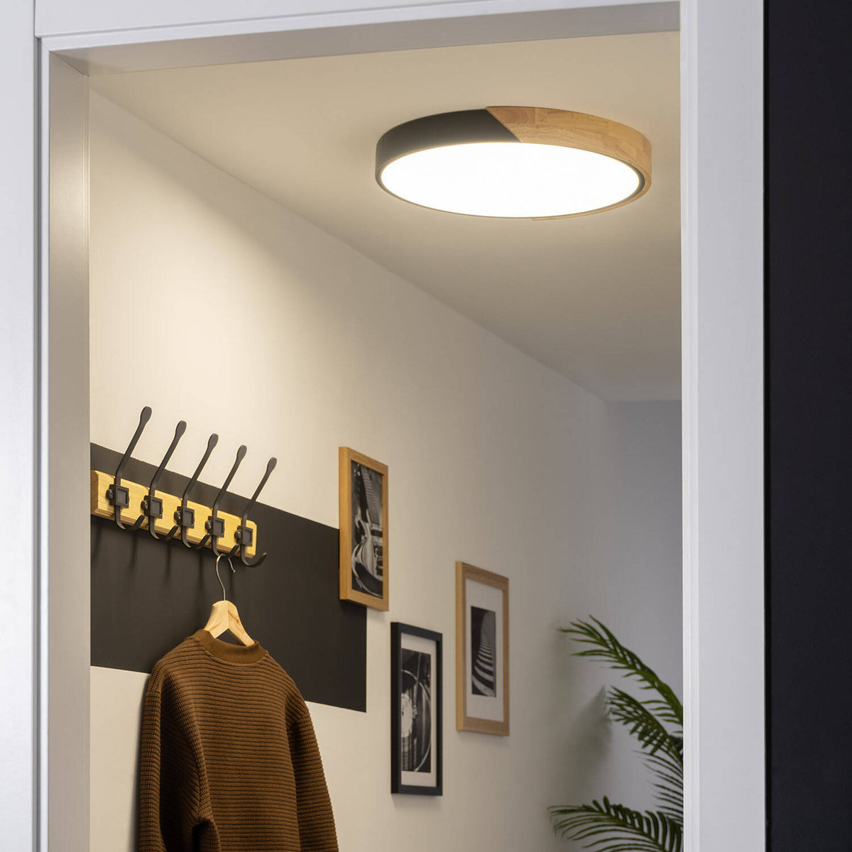 Plafón LED LIRA 24W negro madera y aluminio Ø418 mm CCT, vista 9