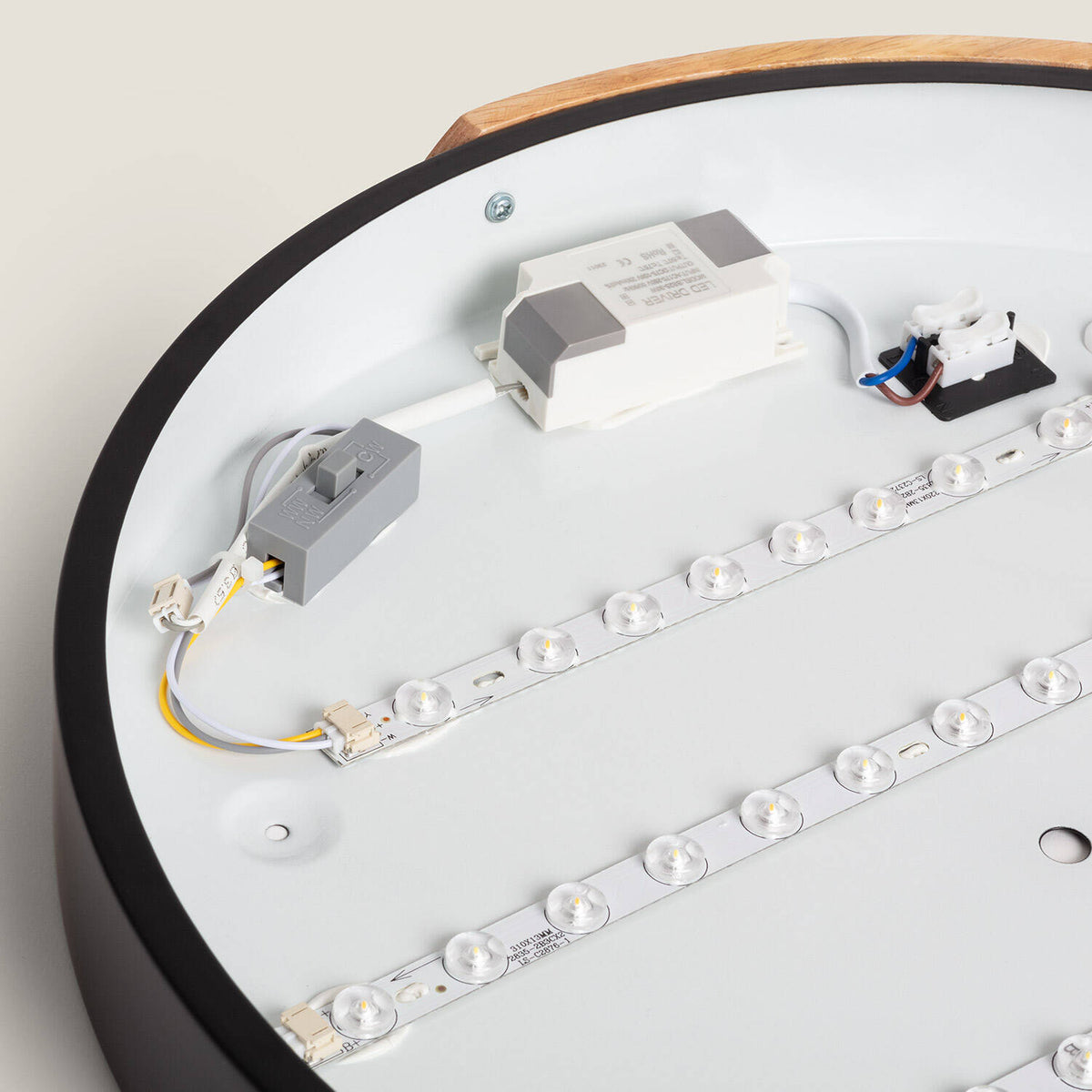 Plafón LED LIRA 24W negro madera y aluminio Ø418 mm CCT, vista 16