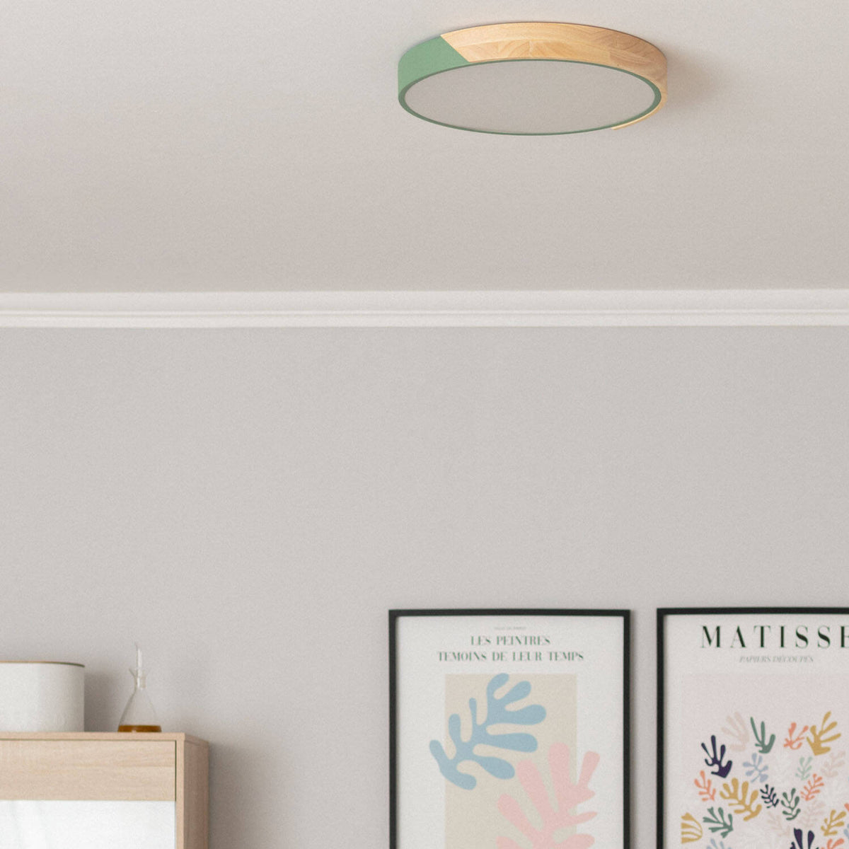 Plafón LED LIRA 24W verde celadón madera y aluminio Ø418 mm CCT, vista 11