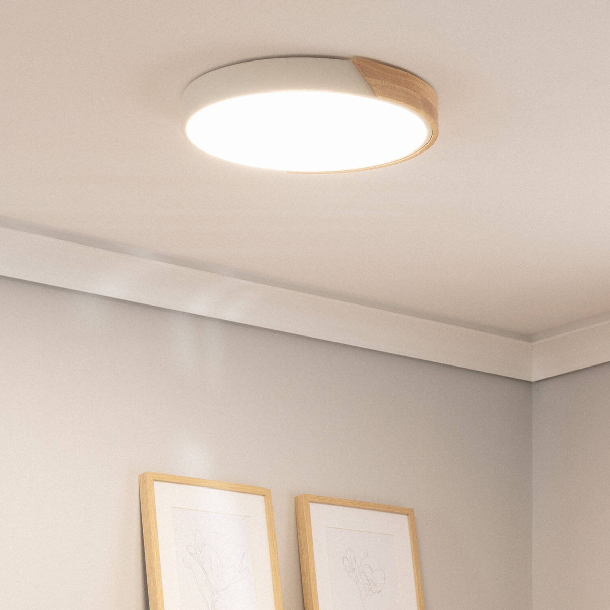 Plafón LED LIRA 24W blanco madera y aluminio Ø418 mm CCT, vista 7