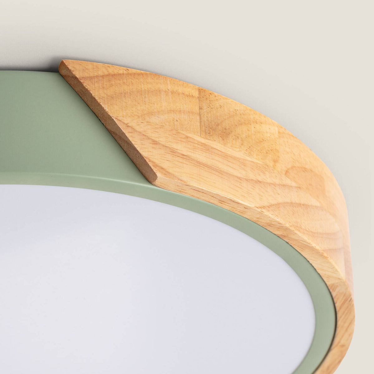 Plafón LED LIRA 24W verde celadón madera y aluminio Ø418 mm CCT, vista 14