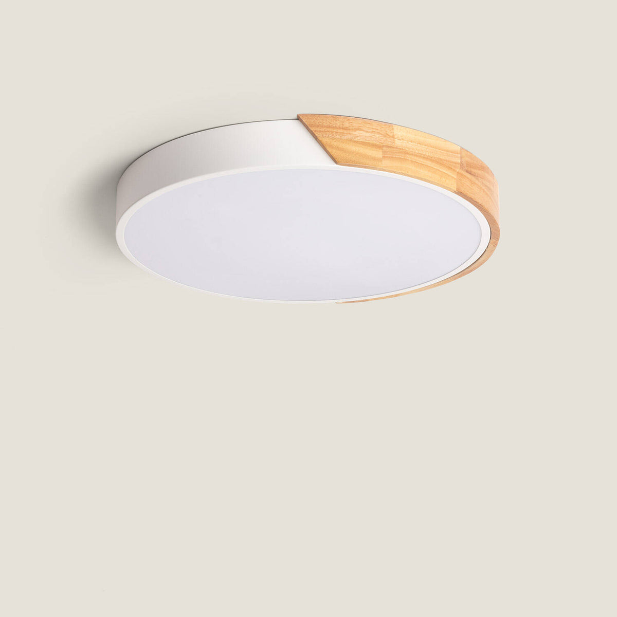Plafón LED LIRA 24W blanco madera y aluminio Ø418 mm CCT, vista principal