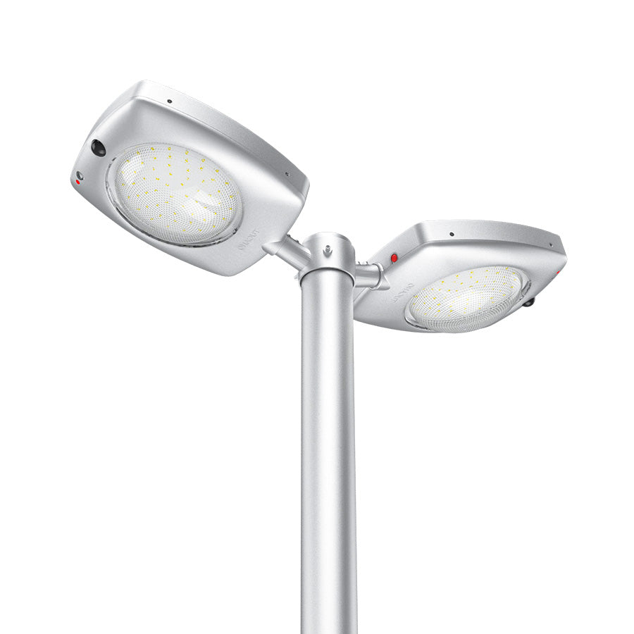 Farola Solar LED Serie Tucano 3000lm 150lm/W 4000k PIR IP65 Gris Plata Ø60mm