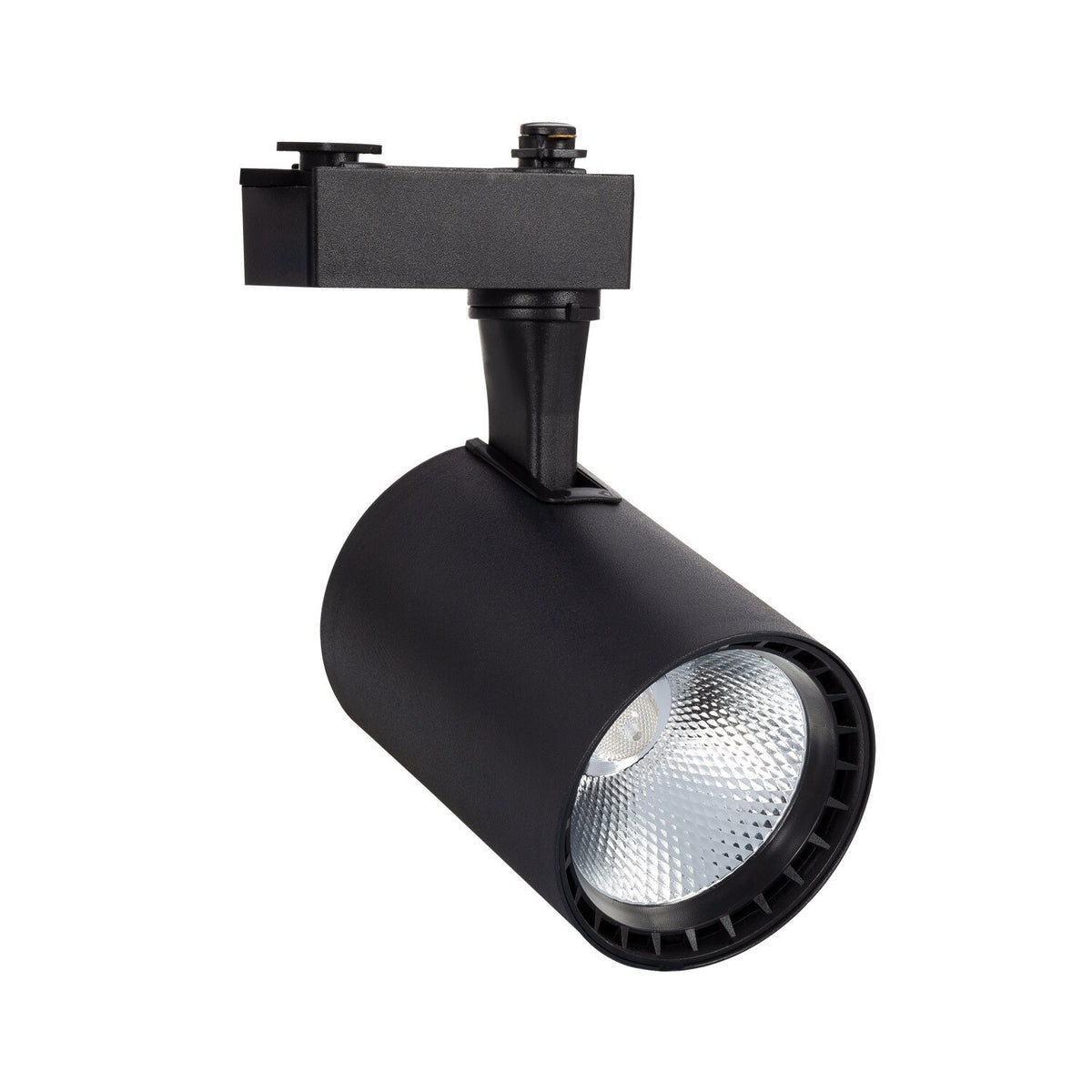 Foco LED Auron negro 30W para carril monofásico vista frontal