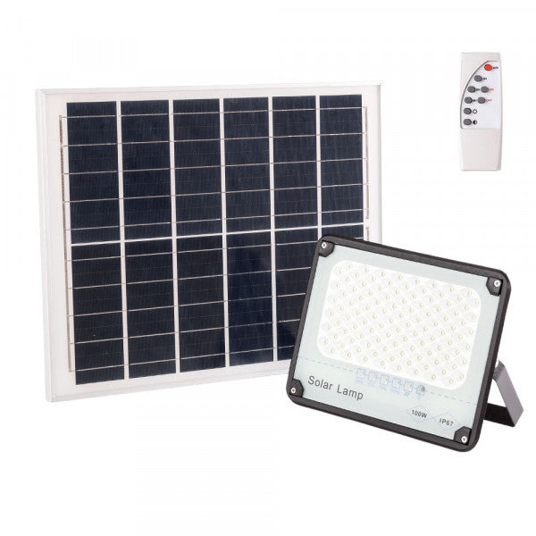 Foco Proyector Solar Led 100W | Panel: 6V20W | Batería: 3,2V 20AH