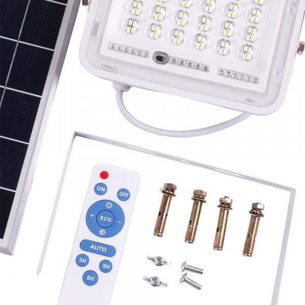 Solar LED Floodlight 30W 6500K Tafel: 6V/6W Battery: 3.2V/3000MaH Remote  Control [HO-SolarFL-30W-02]
