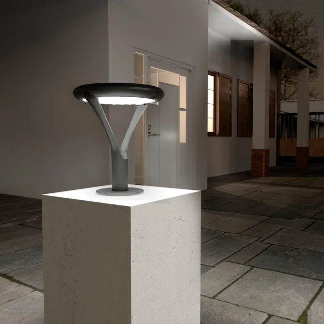 Baliza Solar LED Exterior Sobremuro Plata 2000lm IP65