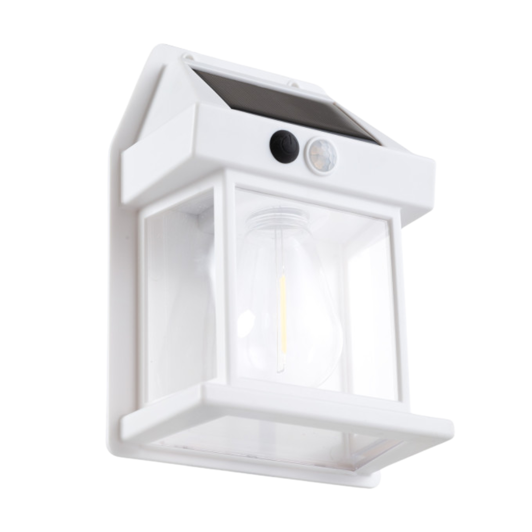 Aplique Solar LED Rustico IP44 3W 3000K 100lm Sensor PIR - Blanco
