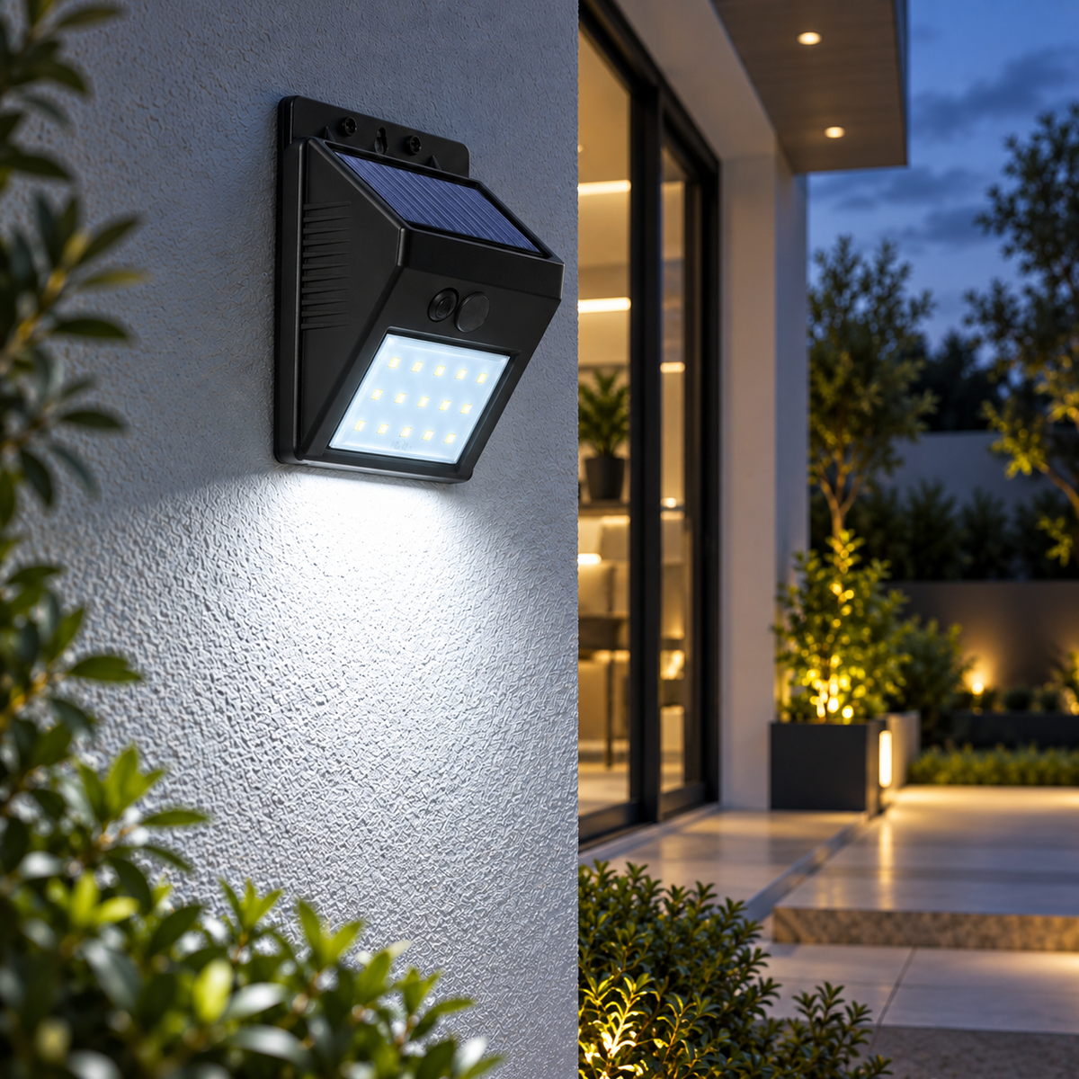 Aplique de Pared Exterior Solar LED IP65 Encendido Crepuscular