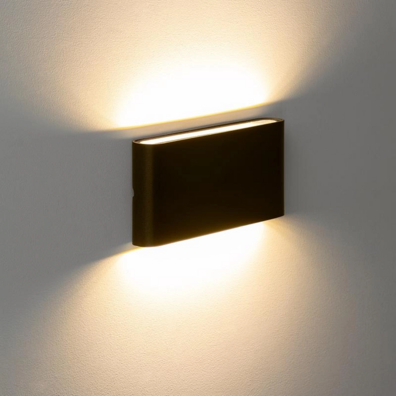 Aplique de Pared Exterior LED 12W Aluminio Rectangular Iluminación Doble Cara Negro