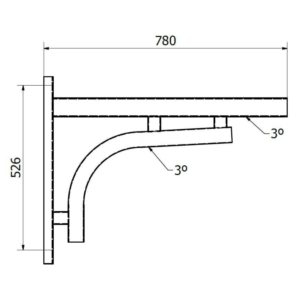 Brazo de pared para alumbrado urbano 750mm Galvanizado conexion horizontal Ø60mm
