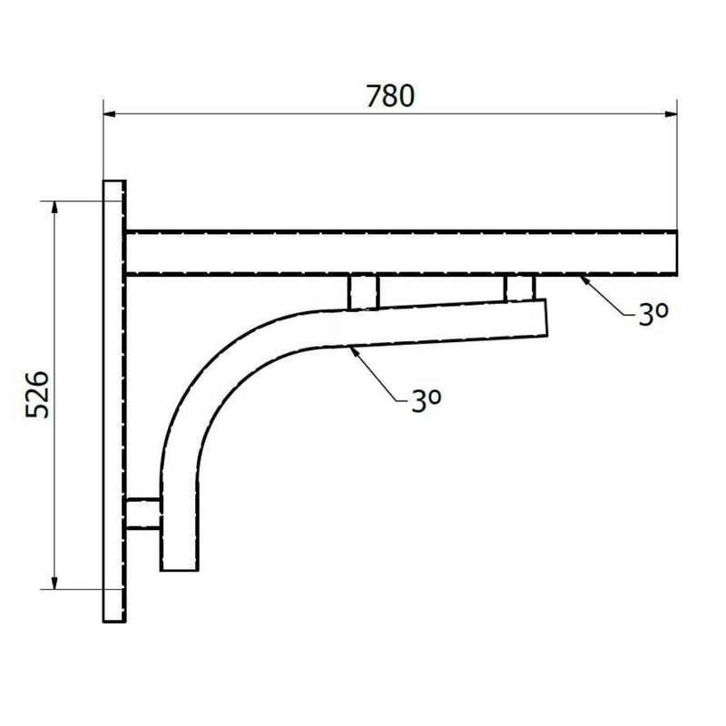 Brazo de pared para alumbrado urbano 750mm Galvanizado conexion horizontal Ø60mm