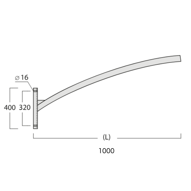 Brazo en Arco 1M conexion horizontal diametro 60mm