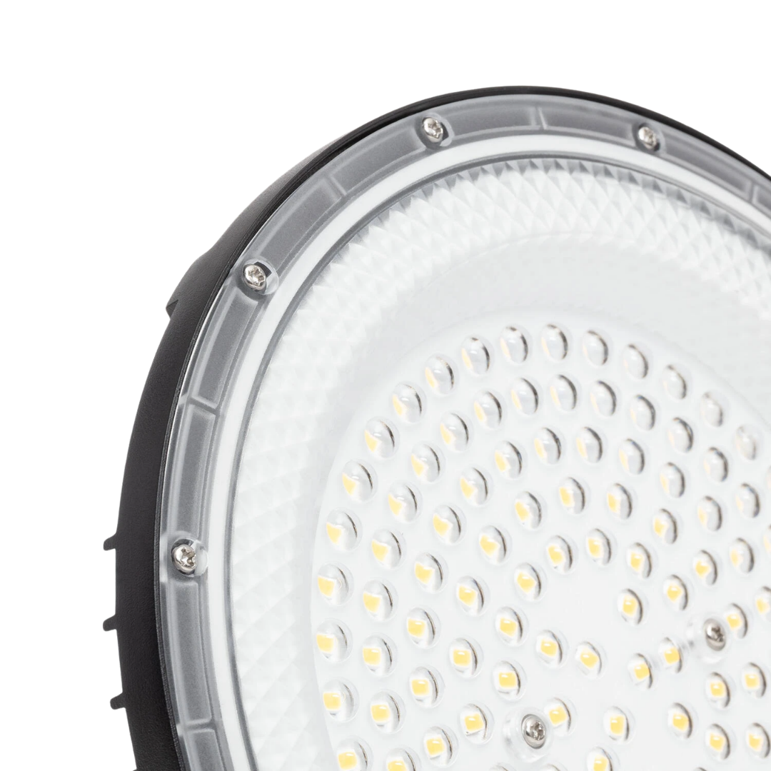 Campana LED industrial 100W detalle óptica 90 grados
