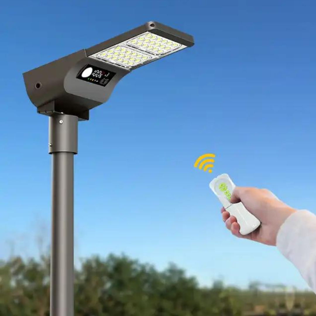 Farola Solar LED Serie STAX 6000lm 230lm/W CCT Regulable PIR IP65 Conexion Ø60mm