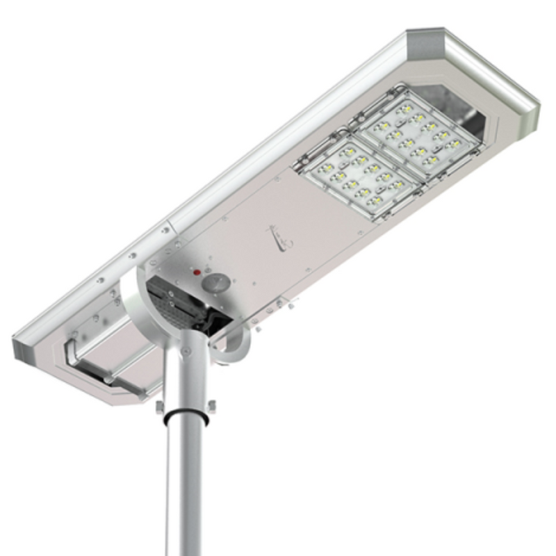 Farola Solar LED Serie Street-Ligth 4000lm 150lm/W IP65 IK08 Gris Plata Ø60mm Sensor PIR