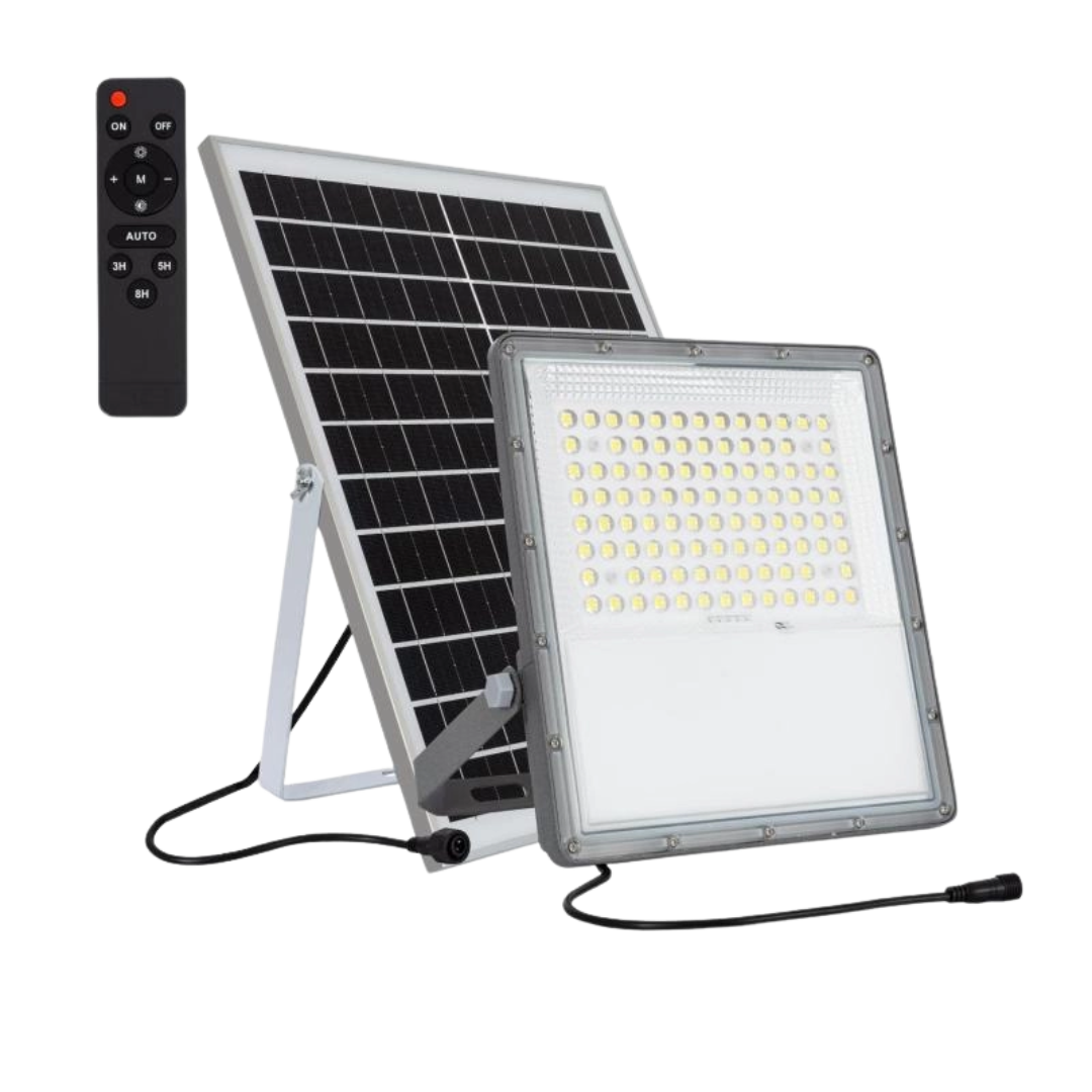 Foco Proyector LED Solar 2000lm 100lm/W IP65 con Control Remoto