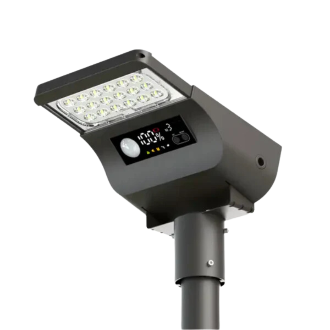 Farola Solar LED Serie STAX 3000lm 230lm/W CCT Regulable PIR IP65 Conexion Ø60mm