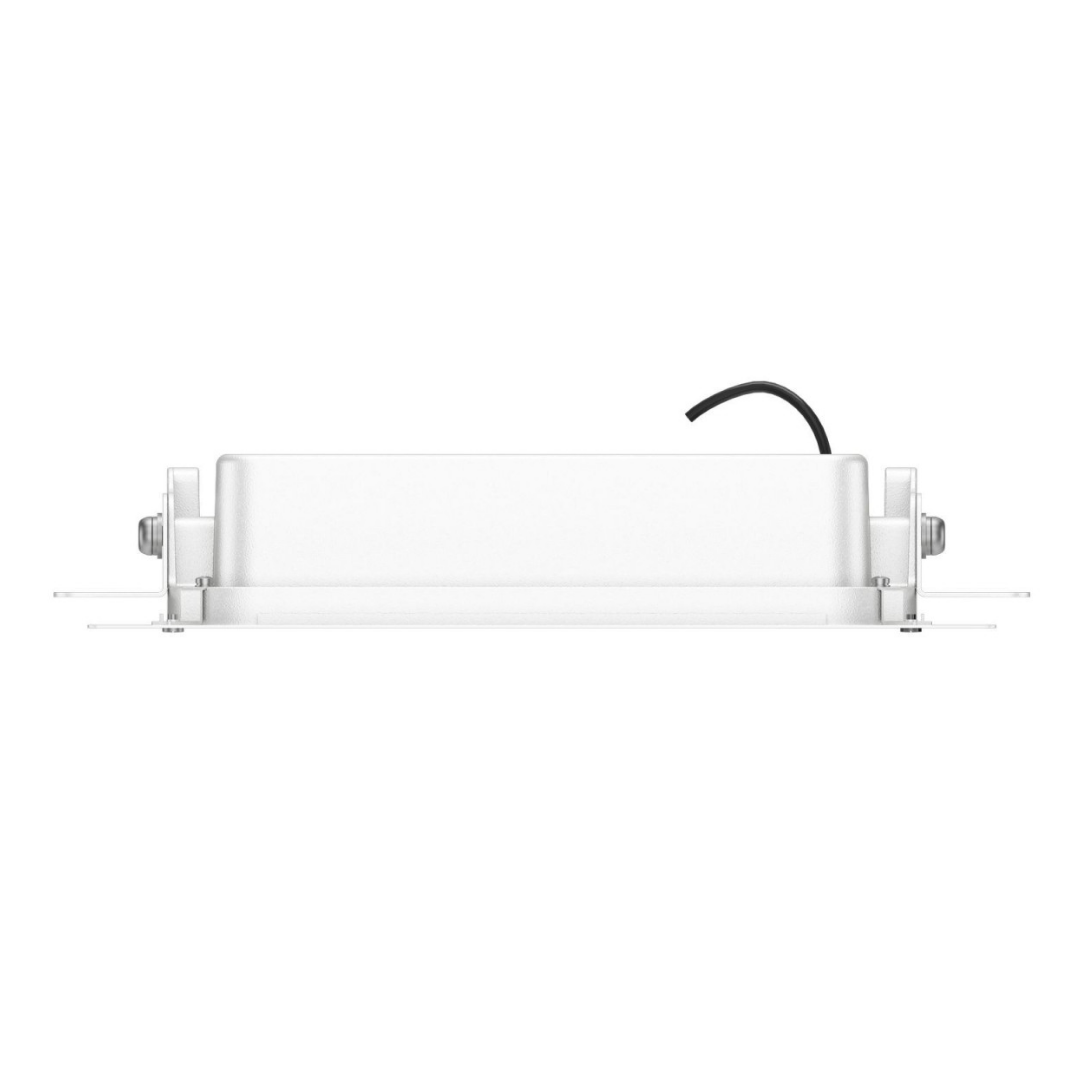 Vista lateral del foco LED ATEX 100W con carcasa trasera y cable de alimentación