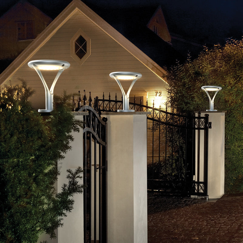 Baliza Solar LED Exterior Sobremuro Plata 2000lm IP65
