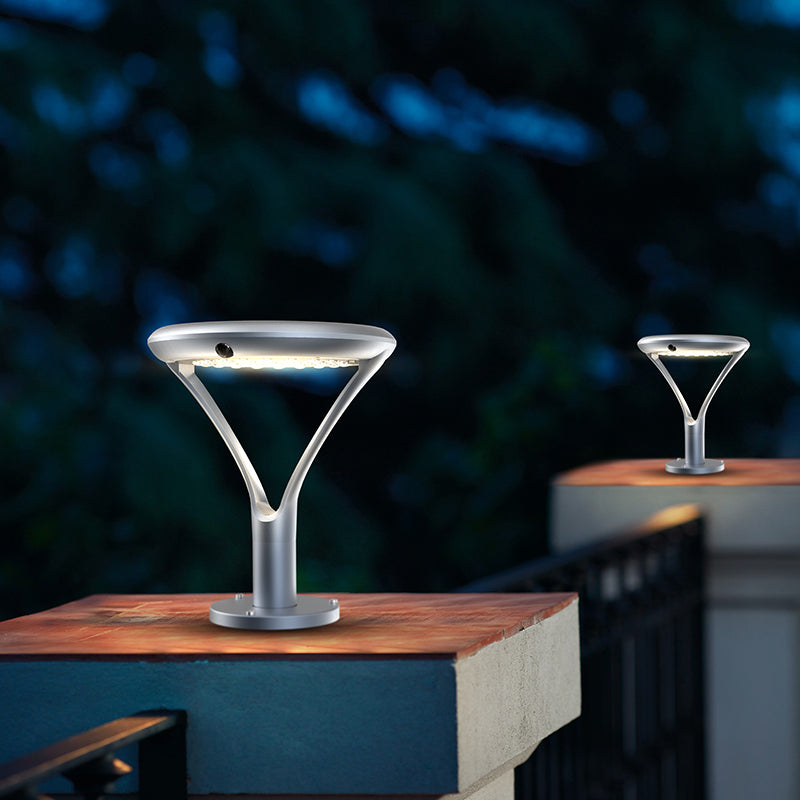 Baliza Solar LED Exterior Sobremuro Plata 2000lm IP65