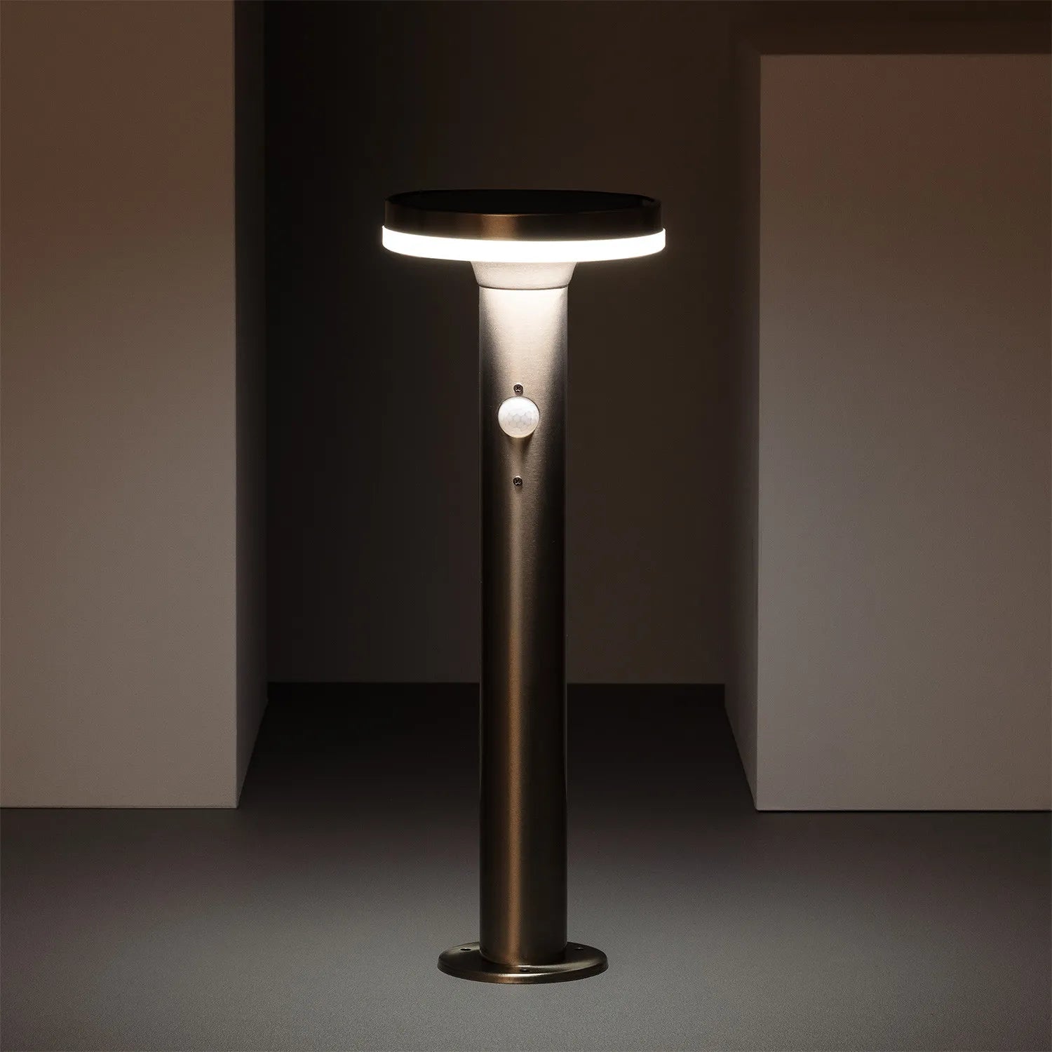 Baliza Solar LED Exterior 6W 600lm 100lm/W Pie 45cm Inox