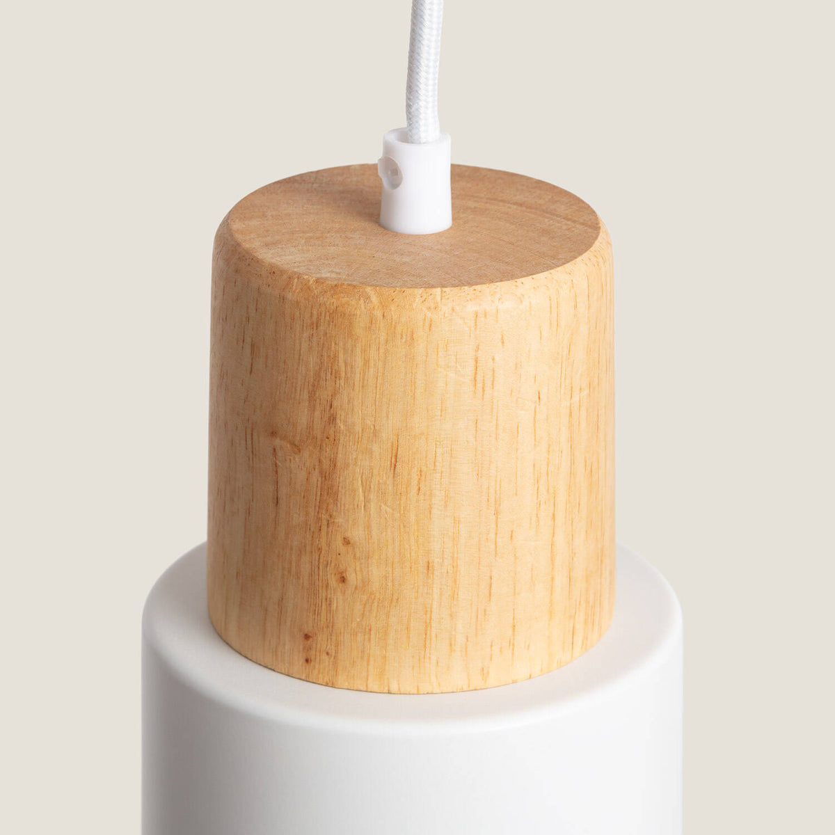 Lámpara colgante DUNA E27 blanco de aluminio y madera, vista 8
