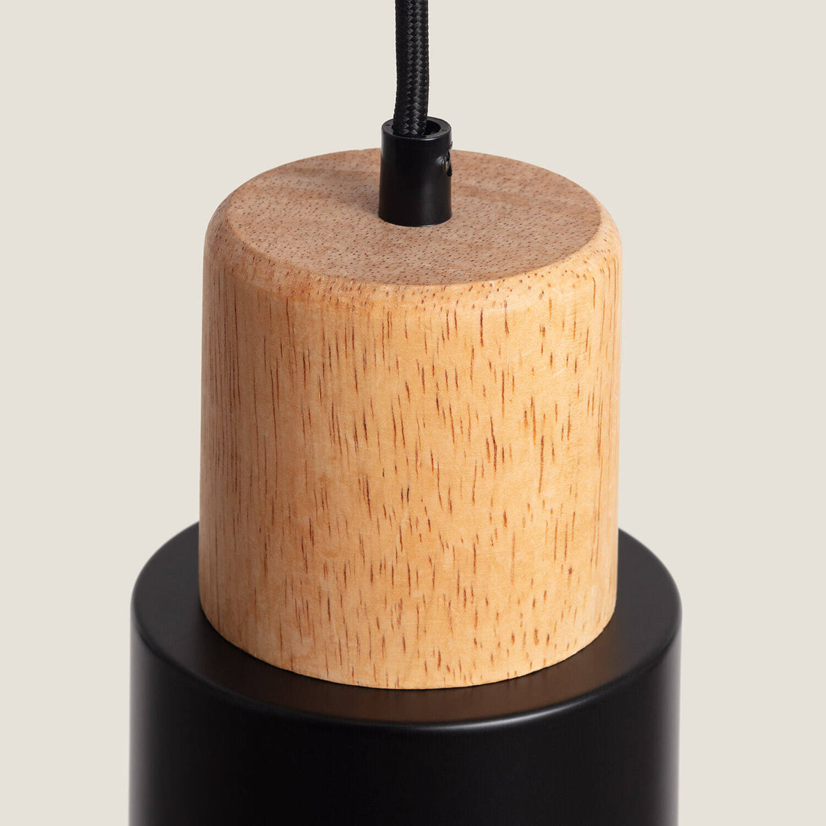 Lámpara colgante DUNA E27 negro de aluminio y madera, vista 7