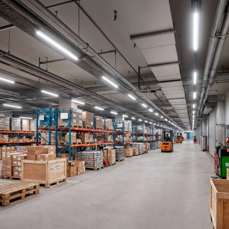 Pantallas estancas LED LinePro instaladas en almacén