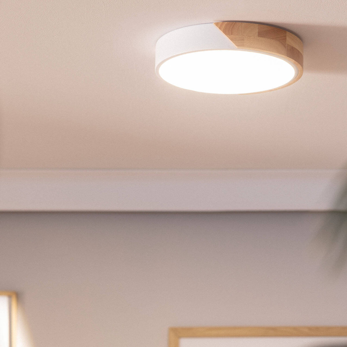Plafón LED LIRA 18W blanco de madera y aluminio Ø320 mm CCT, imagen 8