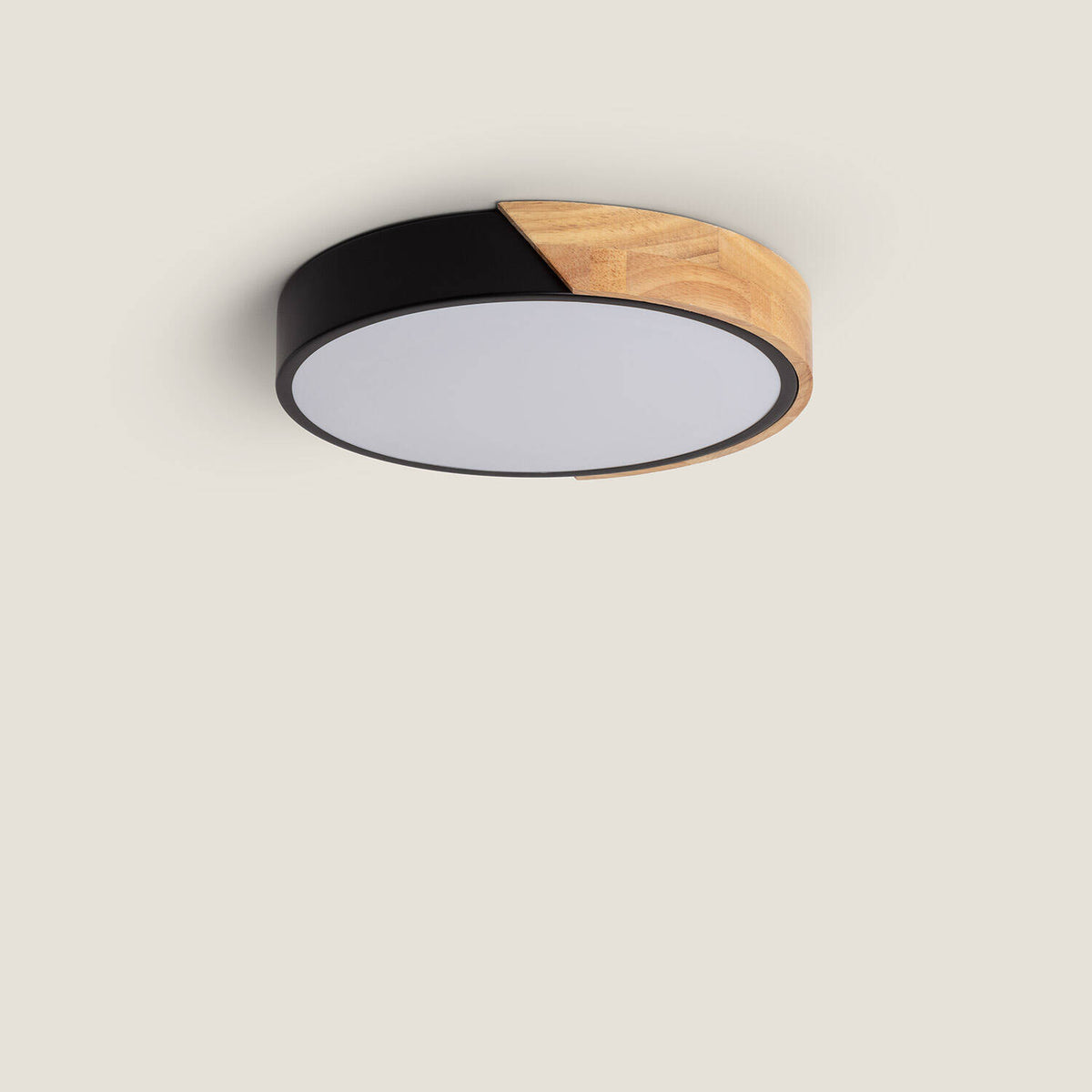 Plafón LED LIRA 18W negro de madera y aluminio Ø320 mm CCT, imagen 1