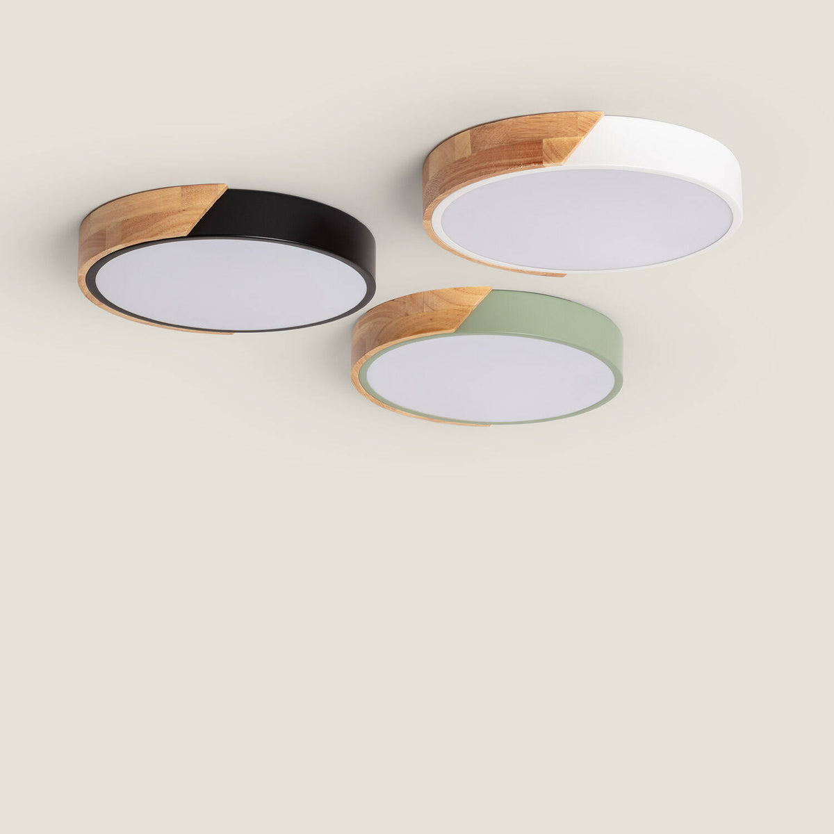 Plafón LED LIRA 18W verde de madera y aluminio Ø320 mm CCT, imagen 23