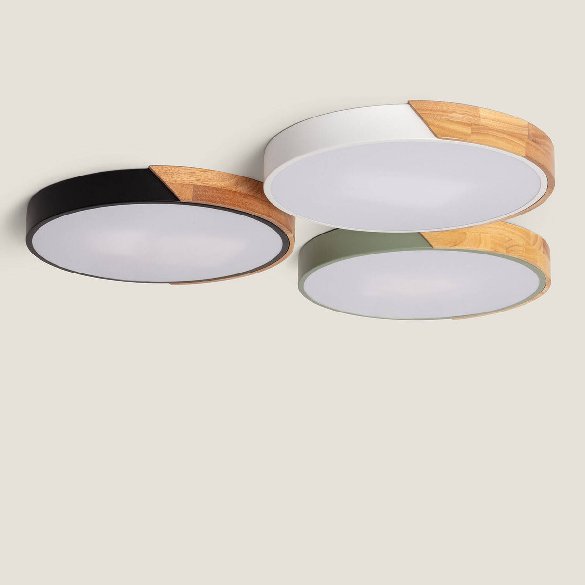 Plafón LED LIRA 24W  madera y aluminio Ø418 mm CCT, vista 24