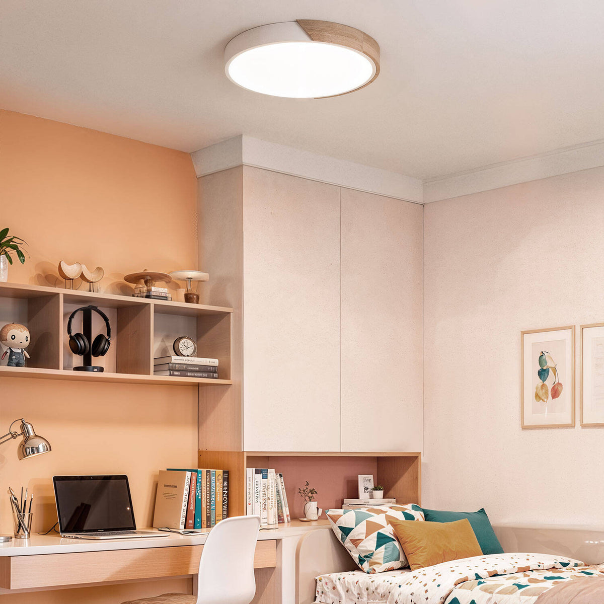 Plafón LED LIRA 24W blanco madera y aluminio Ø418 mm CCT, vista 12