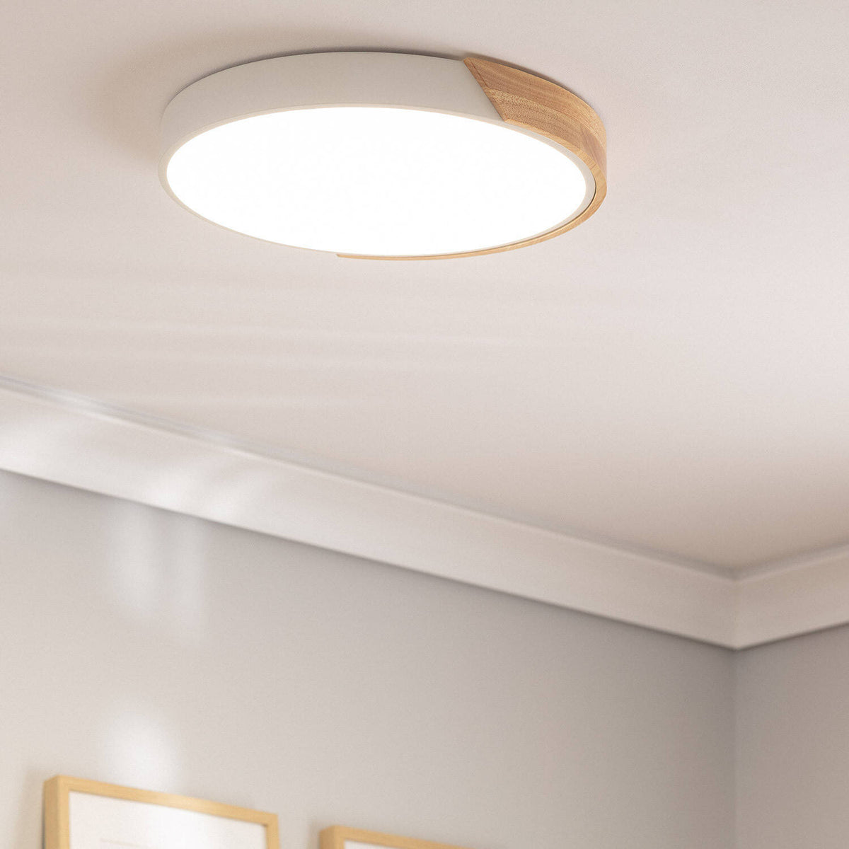 Plafón LED LIRA 24W blanco madera y aluminio Ø418 mm CCT, vista 5