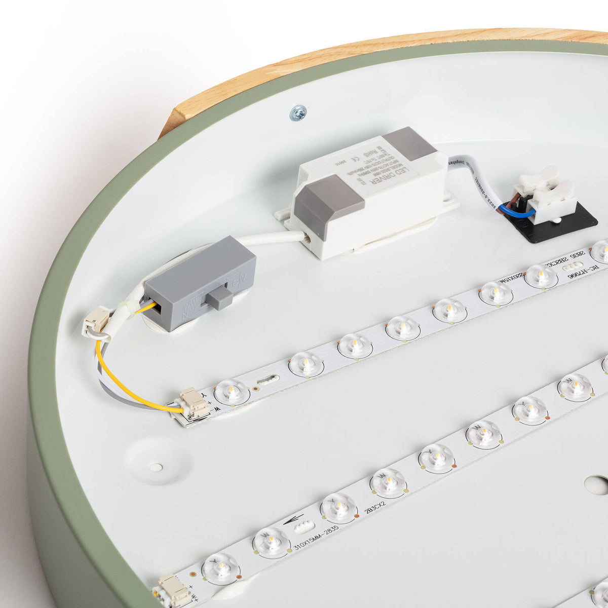 Plafón LED LIRA 24W verde celadón madera y aluminio Ø418 mm CCT, vista 21