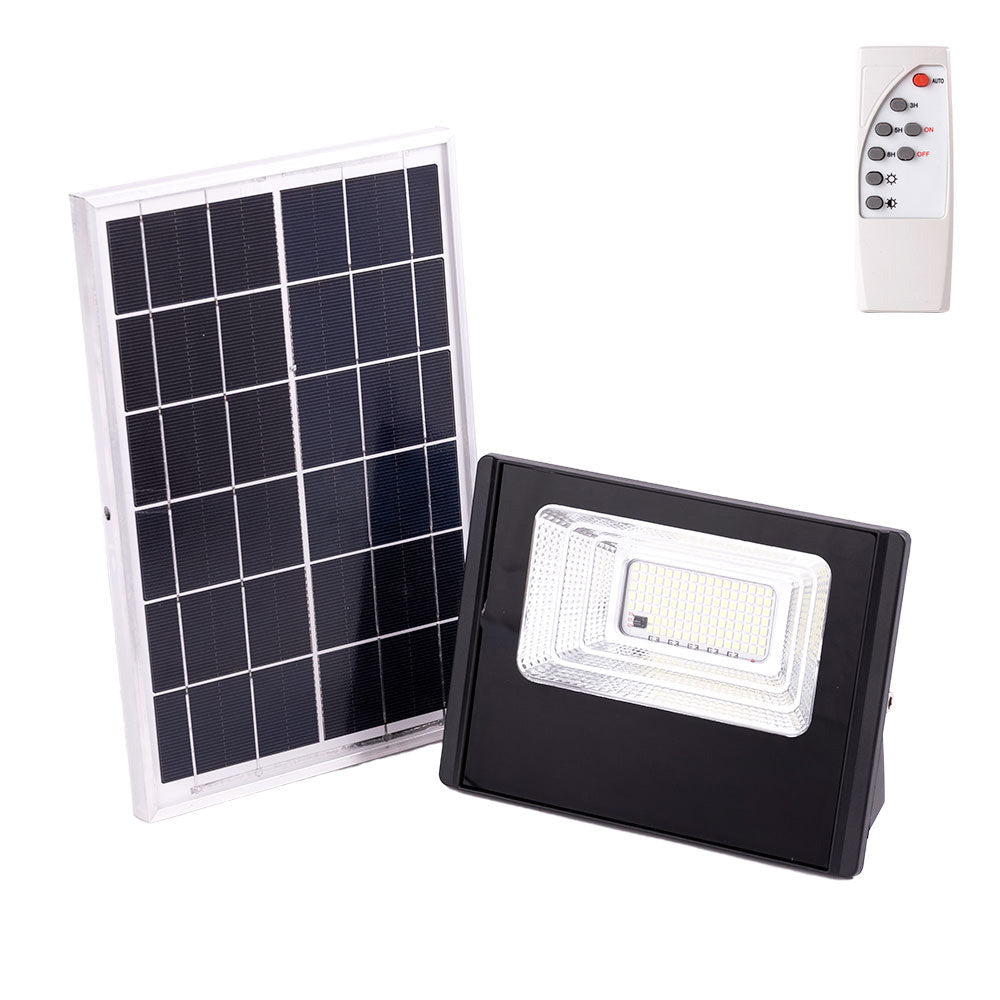 Proyector LED solar 30W 6500K IP65 con panel y mando, imagen 1