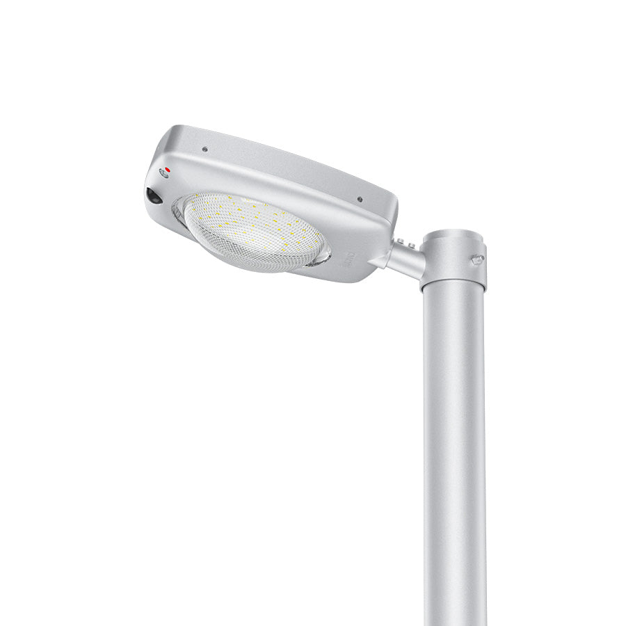 Farola Solar LED Serie Tucano 3000lm 150lm/W 4000k PIR IP65 Gris Plata Ø60mm
