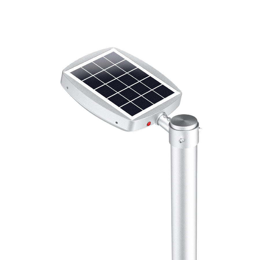 Farola Solar LED Serie Tucano 3000lm 150lm/W 4000k PIR IP65 Gris Plata Ø60mm